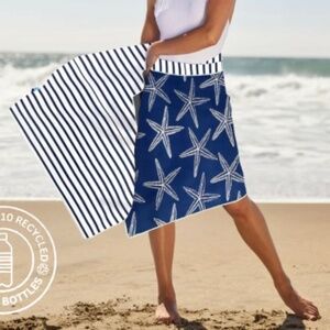 STARFISH Navy Reversible ECO Friendly Beach Towel ~ NEW